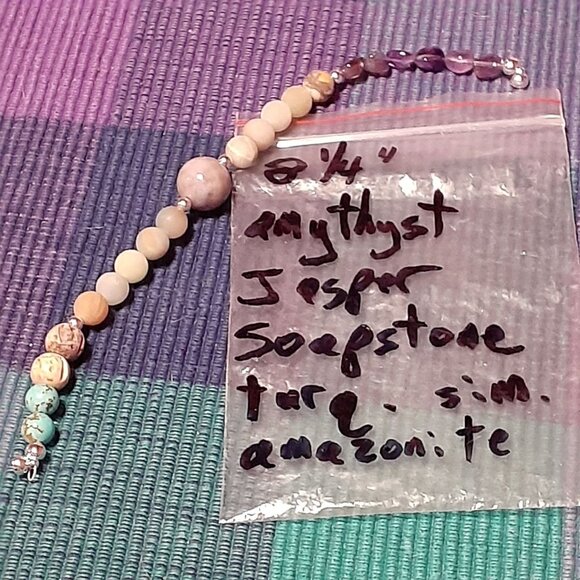 Magnetic Handmade Stone Bracelet jasper amethyst amazonite soapstone - Picture 3 of 3